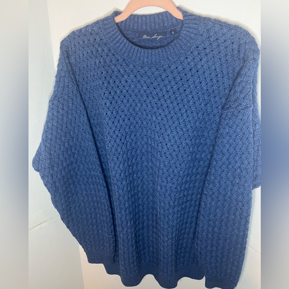 Blue Serge Men’s 100% Cotton Basketweave Long Sleeve Sweater size L